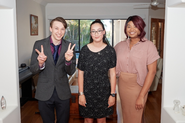 Atalia with her High School Formal makeup artist and chauffeur (friends)